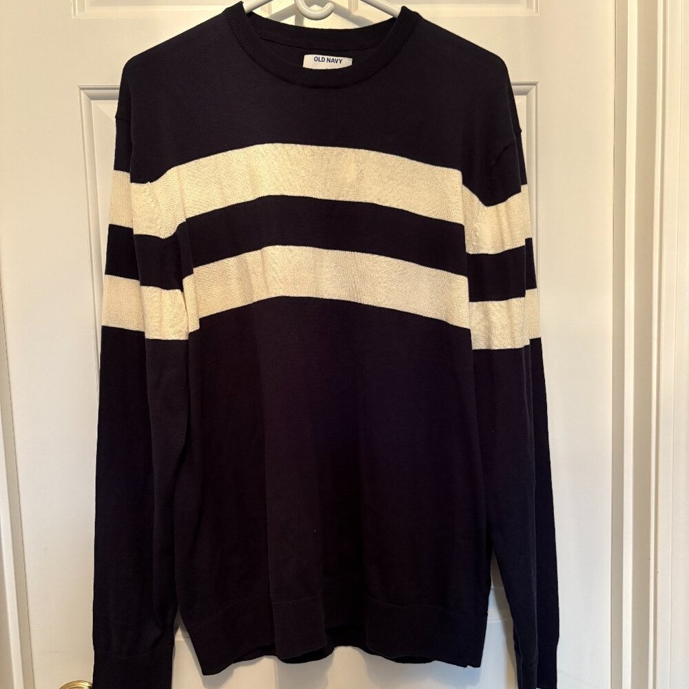 Men's Navy Striped Crewneck